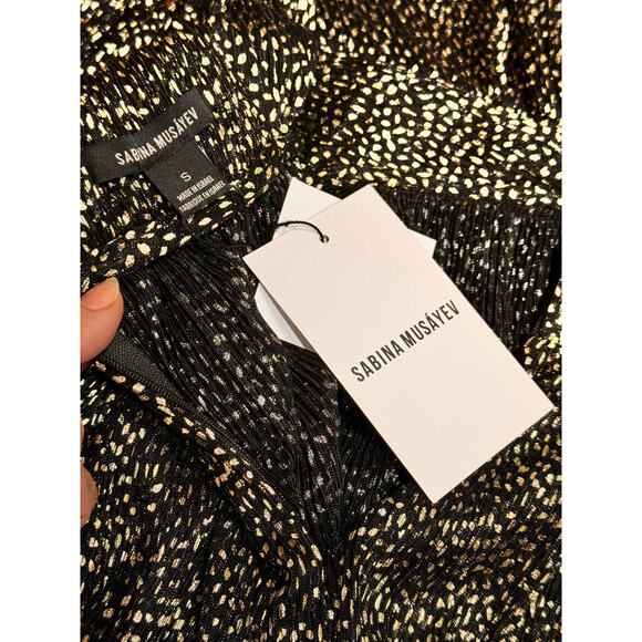 SABINA MUSAYEV Black Metallic party dress Mar V-Neck Minidress small - Picture 11 of 13